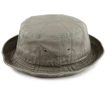 Bucket Hat - Unisex 100% Cotton & Denim UPF 50 Packable Summer Travel Beach Sun Hat(S/M, Olive)