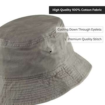 Bucket Hat - Unisex 100% Cotton & Denim UPF 50 Packable Summer Travel Beach Sun Hat(S/M, Olive)