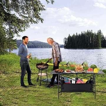 Moosinily Camping Table 4Ft Folding Table with 54 L Storage Bag Tighten Band Folding Picnic Table Al...