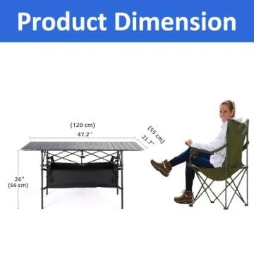 Moosinily Camping Table 4Ft Folding Table with 54 L Storage Bag Tighten Band Folding Picnic Table Aluminum Roll up Table Folding Camp Table for Outdoor Beach Grill BBQ Travel Black