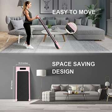 Dskeuzeew Walking Pad Under Desk 2 in 1, 2.5HP Portable Treadmill Mini Compact for Office & Home, Ultra Quiet & Installation-Free, Remote Control, LED Display, 300 Lb Capacity