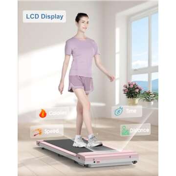 Dskeuzeew Walking Pad Under Desk 2 in 1, 2.5HP Portable Treadmill Mini Compact for Office & Home, Ultra Quiet & Installation-Free, Remote Control, LED Display, 300 Lb Capacity
