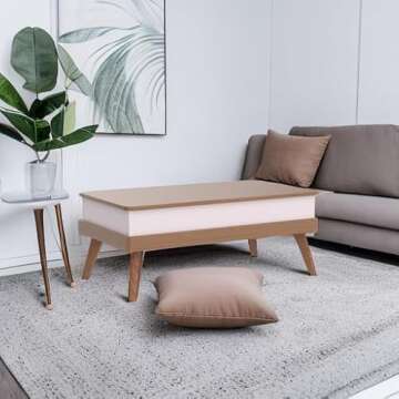 Bidiso Lift Top Coffee Center Table with Hidden Storage Compartment, Easy-to-Assembly , Dining Table...