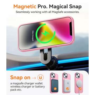 CANSHN for iPhone 14 Case/iPhone 13 Case, Compatible with MagSafe, Translucent Matte Back Slim Shockproof Phone Cover, Pink