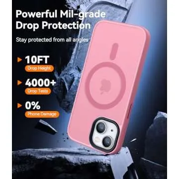 CANSHN for iPhone 14 Case/iPhone 13 Case, Compatible with MagSafe, Translucent Matte Back Slim Shockproof Phone Cover, Pink