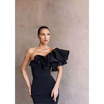 Blawhee Mermaid One Shoulder Prom Dress - Emerald Green