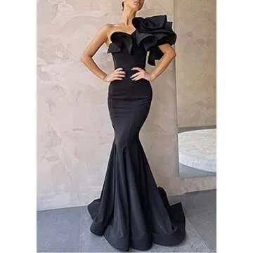 Blawhee Mermaid One Shoulder Prom Dress - Emerald Green