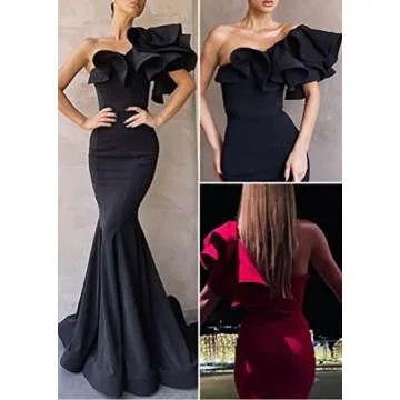 Blawhee Mermaid One Shoulder Prom Dress - Emerald Green