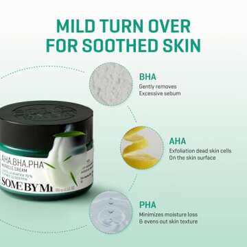 SOME BY MI AHA BHA PHA 30 Days Miracle Cream - 2.02Oz, 60ml - Mild Exfoliating Korean Face Moisturizer for All Skin Types - Daily Skin Prep Soothing and Blemish Relief Face Cream - Korean Skin Care