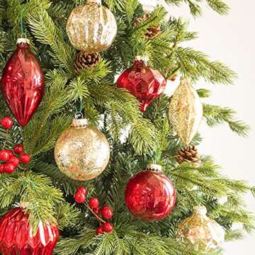 KI Store Mercury Glass Christmas Ornaments - Set of 8 Red Balls