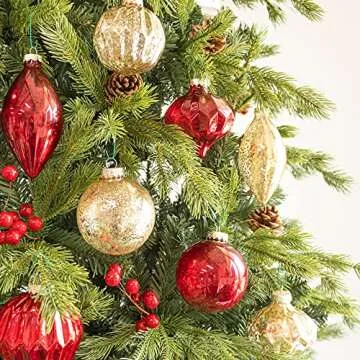 KI Store Mercury Glass Christmas Ornaments - Set of 8 Red Balls