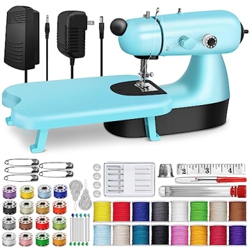 LorSou Mini Sewing Machine, Upgraded Electric Sewing Machine with Sewing Bag, Expansion Board, LED L...