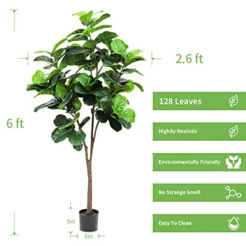 Realead 6ft Fiddle Leaf Fig Tree for Home Decor