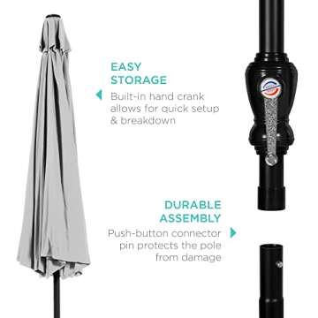 Quality 10ft Market Patio Umbrella with Crank Handle