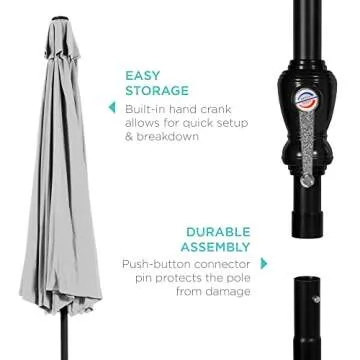 Quality 10ft Market Patio Umbrella with Crank Handle