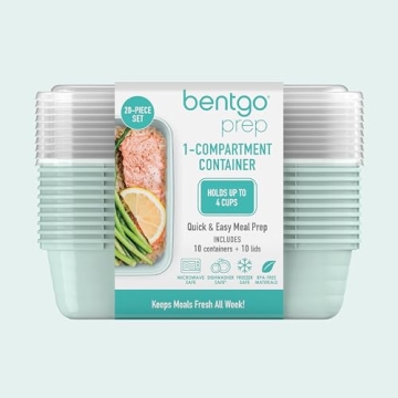 Bentgo 20-Piece Lightweight, Durable, Reusable BPA-Free 1-Compartment Containers - Microwave, Freezer, Dishwasher Safe - Mint