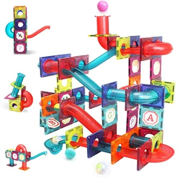Magnetic Tiles, 125 Piece Pipe Magnetic Blocks for Toddlers - Fun STEM Toys for Kids Age 3-12