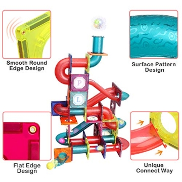 Magnetic Tiles Building Set for Kids - 125 Piece STEM Toy