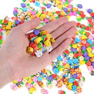 1000 Mini Fruit Animal Erasers - Fun for Kids