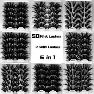 HBZGTLAD NEW 5Pair Fluffy Lashes 25mm 3d Mink Lashes Long Thick Natural False Eyelashes Lashes Vendors Makeup Mink Eyelashesa(5D83)