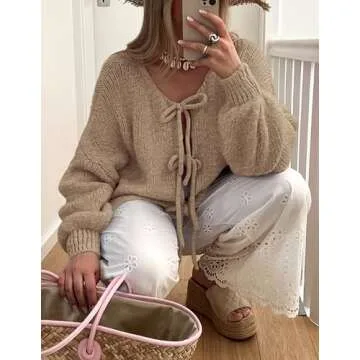 Trendy Tie Front Bow Cardigan for Women