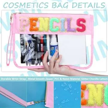 Trendy BuyCard 2PCS Chenille Letter Makeup Bags