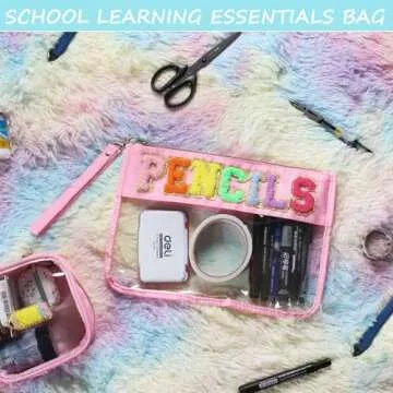 Trendy BuyCard 2PCS Chenille Letter Makeup Bags