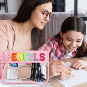 Trendy BuyCard 2PCS Chenille Letter Makeup Bags