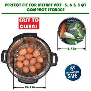 Kitchen Deluxe Veggie Steamer Basket - Large - Fits Instant Pot Pressure Cooker 3, 5, 6 Qt & 8 Quart...
