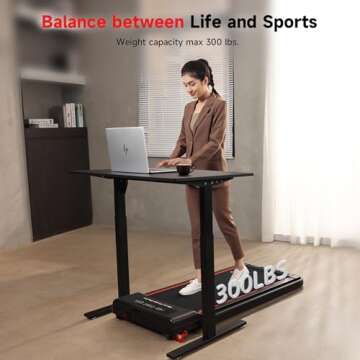 RHYTHM FUN Portable Treadmill with Incline & Handle Bar for Home/Office