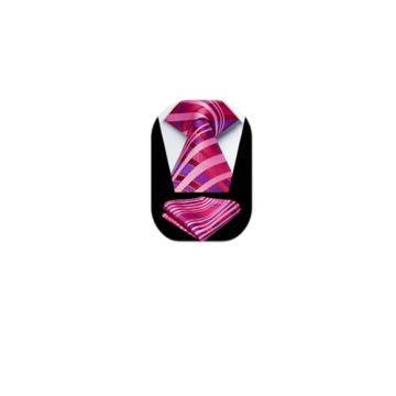 HISDERN Mens Striped Tie Pink Rose Red Ties for Men Wedding Handkerchief Silk Woven Men's Necktie & ...