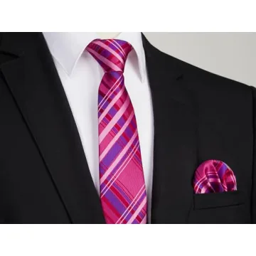 HISDERN Men's Elegant Striped Tie & Pocket Square Set