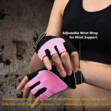 Tourdarson Workout Gloves for Men and Women, Exercise Gloves for Weight Lifting, Cycling, Gym, Training, Breathable and Snug fit (Pink&Black, Medium)