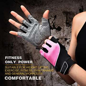 Tourdarson Workout Gloves for Men and Women, Exercise Gloves for Weight Lifting, Cycling, Gym, Training, Breathable and Snug fit (Pink&Black, Medium)