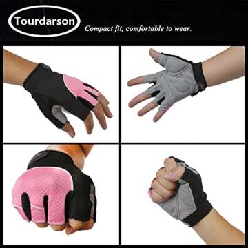 Tourdarson Workout Gloves for Men and Women, Exercise Gloves for Weight Lifting, Cycling, Gym, Training, Breathable and Snug fit (Pink&Black, Medium)