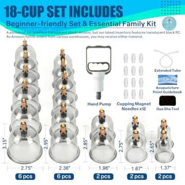 Eambond Cupping Kit, Cupping Therapy Sets Massage Back, Pain Relief, Physical Therapy, Chinese Muscle Cupping Tool with Pump & Vacuum Silicone Cups for Cellulite Reduction at Home