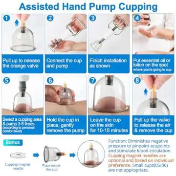 Eambond Cupping Kit, Cupping Therapy Sets Massage Back, Pain Relief, Physical Therapy, Chinese Muscle Cupping Tool with Pump & Vacuum Silicone Cups for Cellulite Reduction at Home
