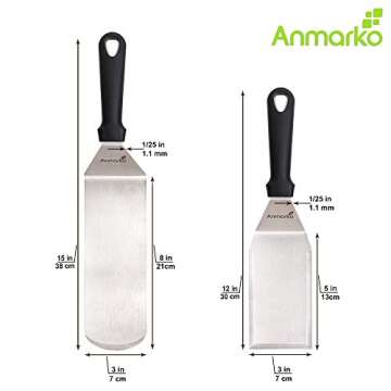 Metal Spatula Set of 3 - Heavy Duty Chef Griddle Essentials