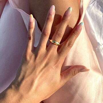 micuco Thick Chunky Dome Rings for Women 14K Gold Plated Statement Ring 14K Gold 6