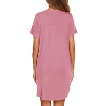 Ekouaer Ladies Maternity Nightgown Comfortable Button Down