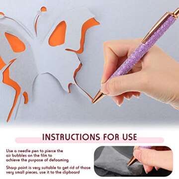 Epakh 3 Pieces Weeding Pen Vinyl Pen Pin Weeding Tool Retractable Pin Pen Fine Point Weeding Pin Pen Glitter Metal Vinyl Air Release Installation for DIY Craft