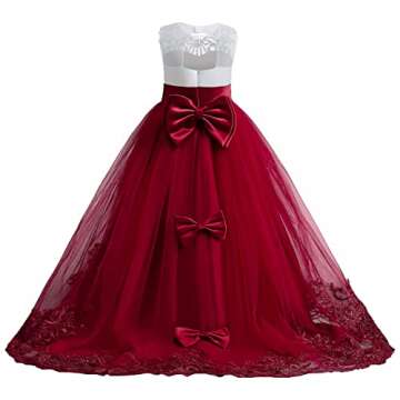 NNJXD Girls Princess Pageant Dress Kids Prom Ball Gowns Wedding Party Flower Dresses (10-11 Years, Red 4)