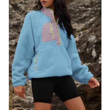 Stylish Yanekop Fleece Pullover for Women - Chic Sherpa Jacket