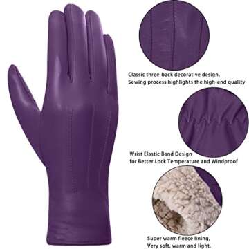 Harssidanzar Lady Leather Gloves,Winter Warm Fleece Lining Touchscreen Texting Warm Driving Lambskin...
