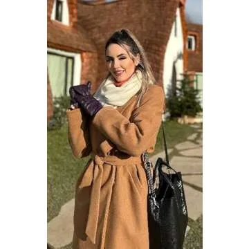 Harssidanzar Ladies Leather Touchscreen Gloves for Winter