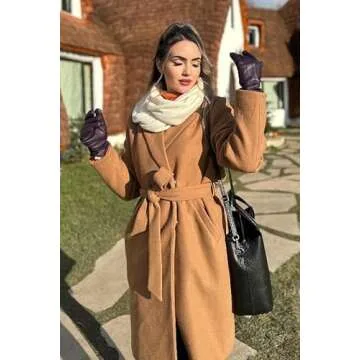 Harssidanzar Ladies Leather Touchscreen Gloves for Winter