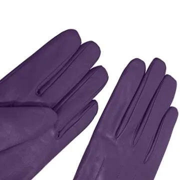Harssidanzar Ladies Leather Touchscreen Gloves for Winter