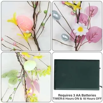 DR.DUDU 6 ft Easter Garland Decoration with Easter Eggs, Pre-Lit Artificial Hanging Floral Garland Spring Decor for Indoor Outdoor Home Kitchen Mantle Fireplace Holiday Easter Party