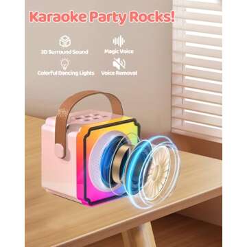 LumoShine Mini Karaoke Machine for Kids and Adults - Dual Wireless Mics, Portable & Fun!