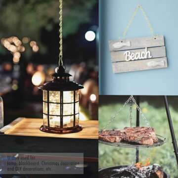 RIFNY 3 Sets Gold Hanging Basket Chain, 20 Inch Heavy Duty Brass Decorative Chains for Hanging Plants, Indoor Outdoor Replacement Hanging Chain with Hooks for Planters Flower Pots Lantern Bird Feeder